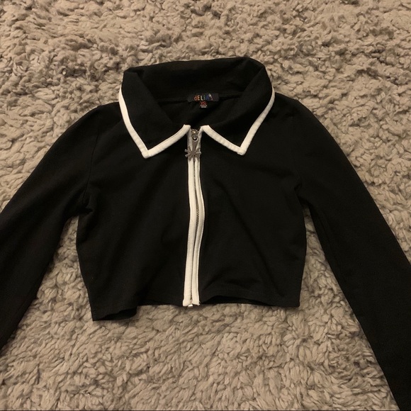 (SOLD) DeliA*s zip up black long sleeve - Picture 2 of 5